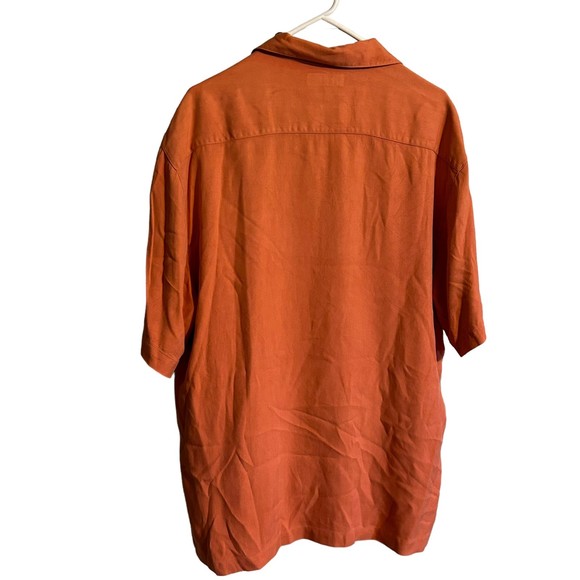 Mens Bachrach Silk Shirt, Burnt Orange, Rust, Large, Short Sleeve - Picture 4 of 4
